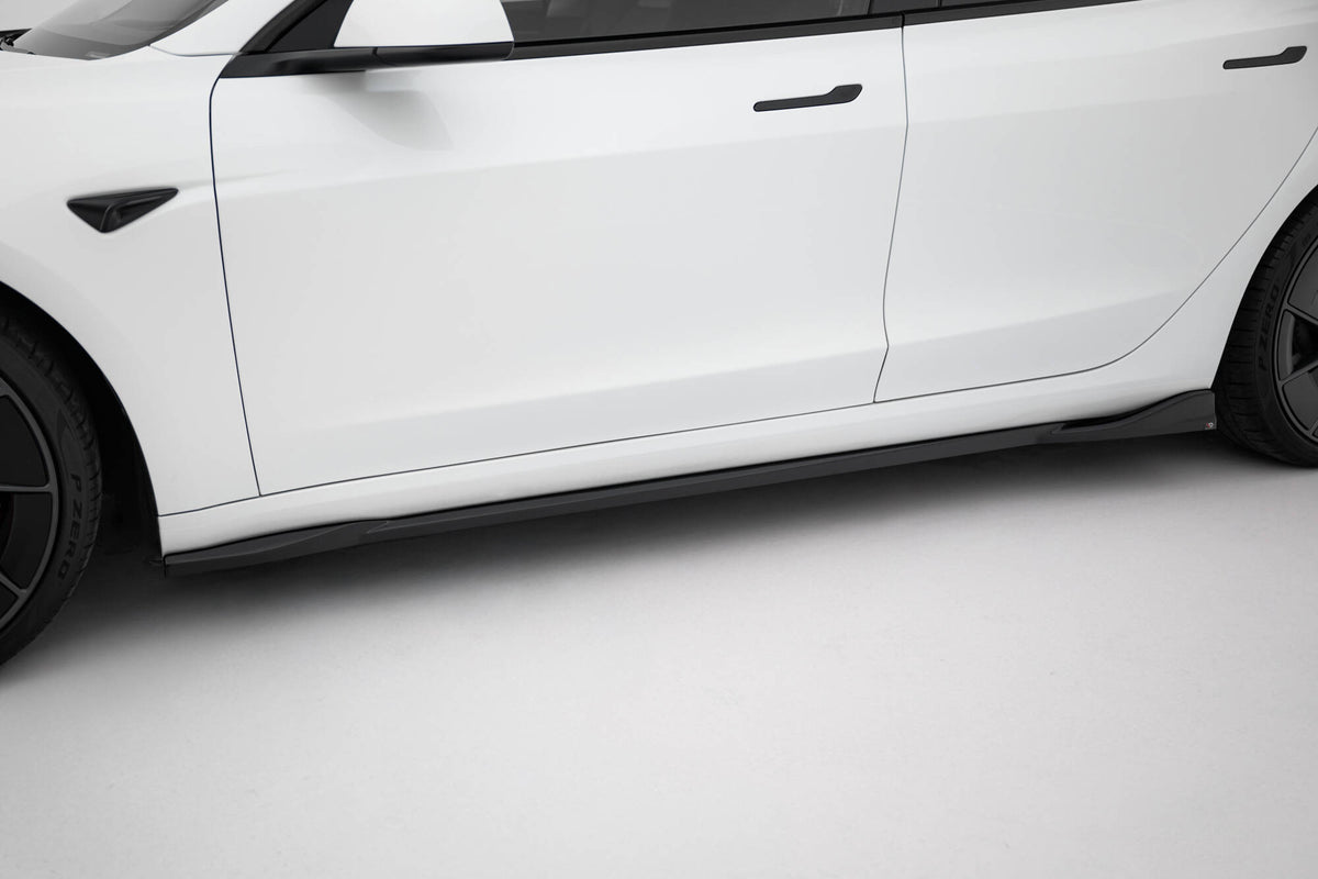Street+ Seitenschweller Leisten passend für V.1 passend für Tesla Model 3 Performance Mk1 Facelift schwarz Hochglanz – Ansicht 3