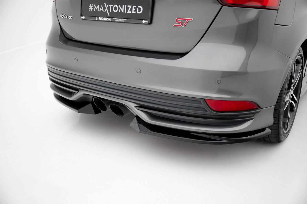Heck Ansatz Flaps Diffusor V.3 passend für Ford Focus ST Mk3 Facelift schwarz Hochglanz – Ansicht 3