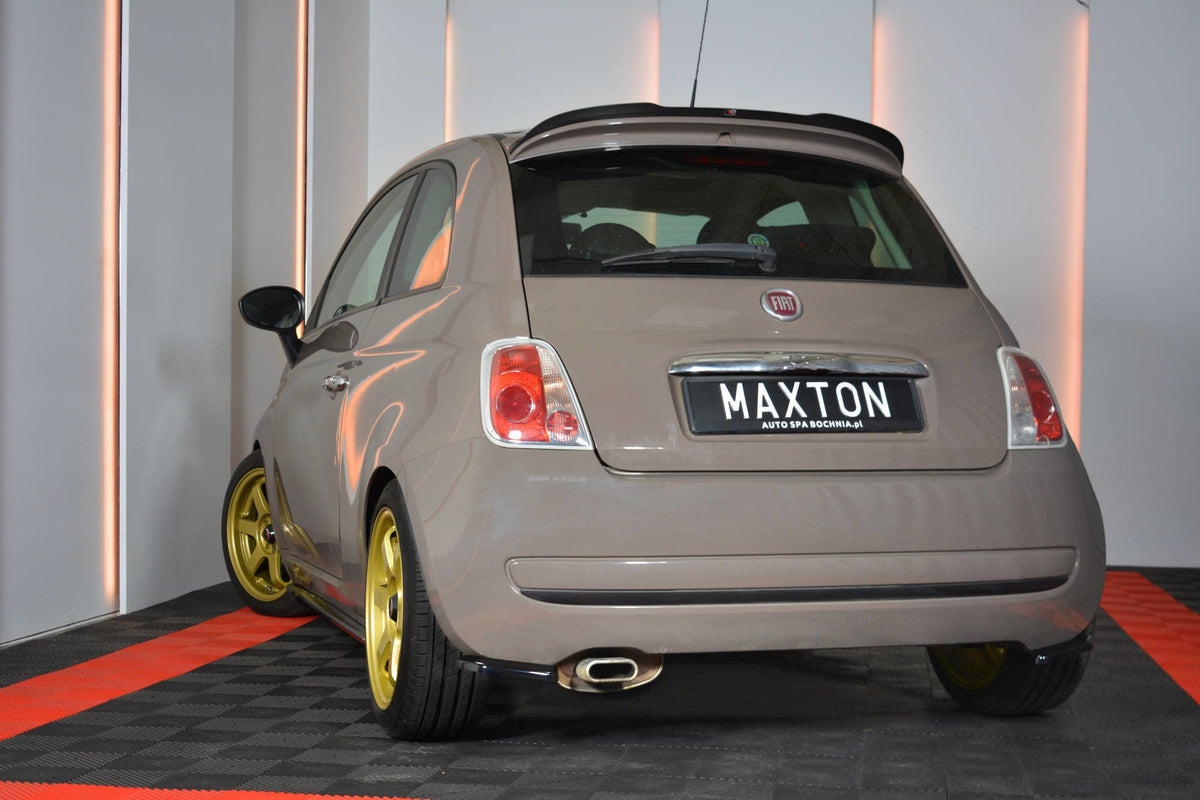 Heck Ansatz Flaps Diffusor passend für Fiat 500 schwarz Hochglanz – Ansicht 4