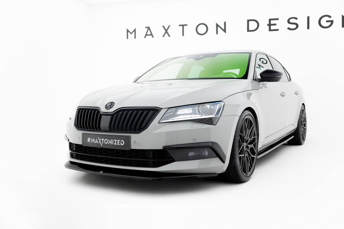 Street+ Spoilerlippe Front Ansatz V.1 passend für Skoda Superb Liftback / Combi Mk3 schwarz Hochglanz – Ansicht 3