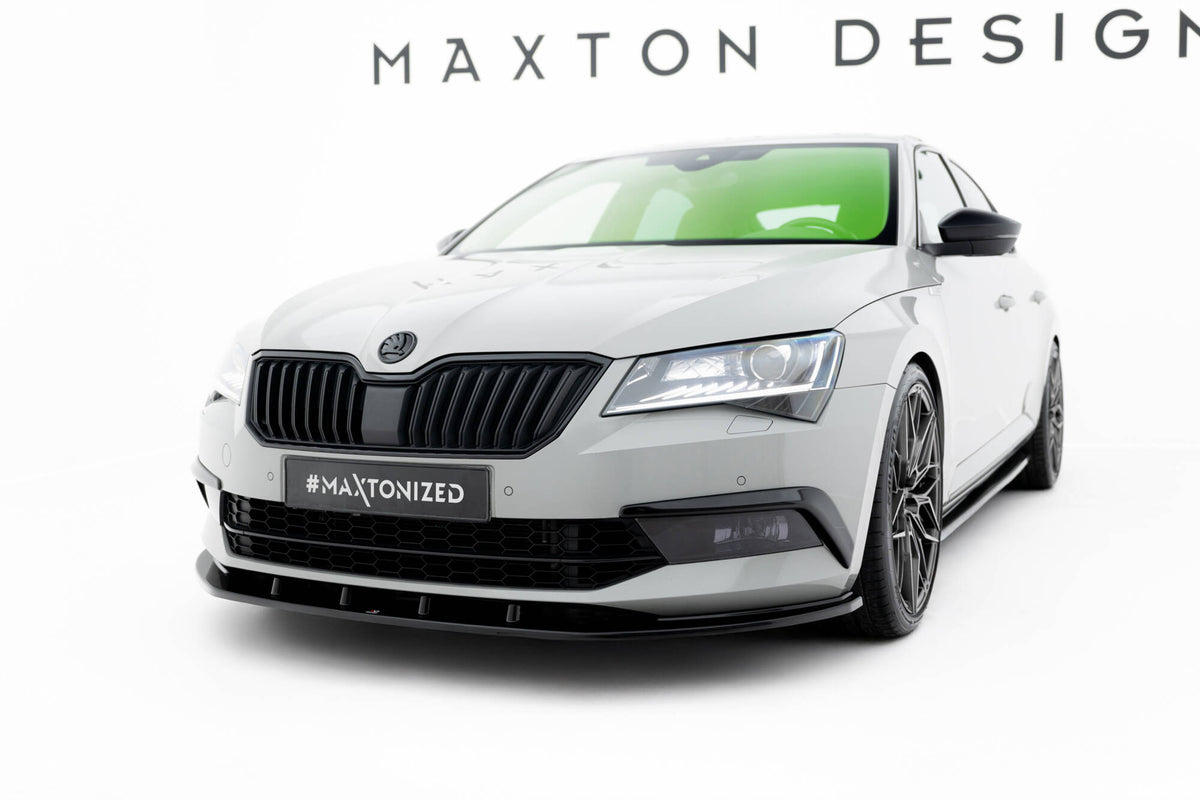 Street+ Spoilerlippe Front Ansatz V.3 passend für Skoda Superb Liftback / Combi Mk3 schwarz Hochglanz – Ansicht 3