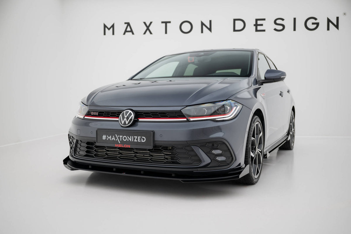Front Stoßstange Flaps passend für VW Polo GTI Mk6 Facelift schwarz Hochglanz – Ansicht 1