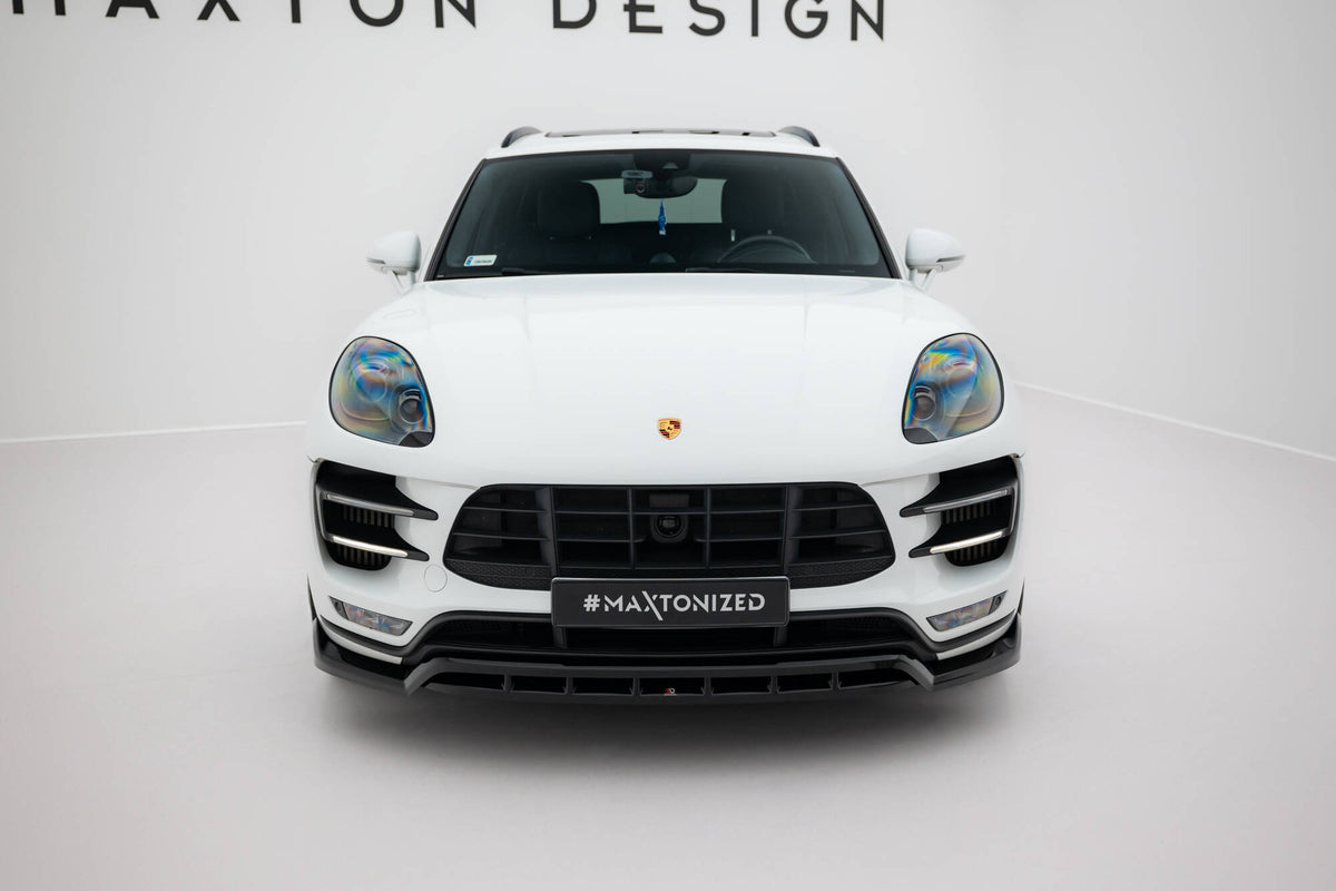 Street+ Spoilerlippe Front Ansatz passend für Porsche Macan Turbo Mk1 schwarz Hochglanz – Ansicht 1