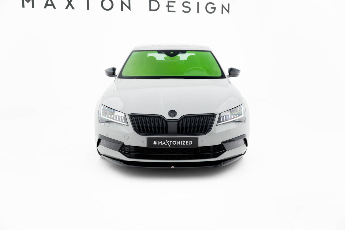 Street+ Spoilerlippe Front Ansatz V.1 passend für Skoda Superb Liftback / Combi Mk3 schwarz Hochglanz – Ansicht 1