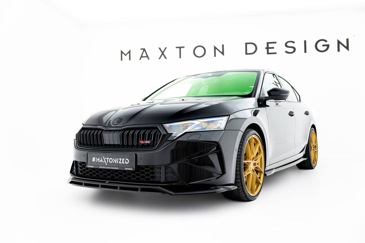 Street+ Spoilerlippe Front Ansatz V.1 passend für Skoda Octavia RS Liftback / Combi Mk4 Facelift schwarz Hochglanz – Ansicht 3