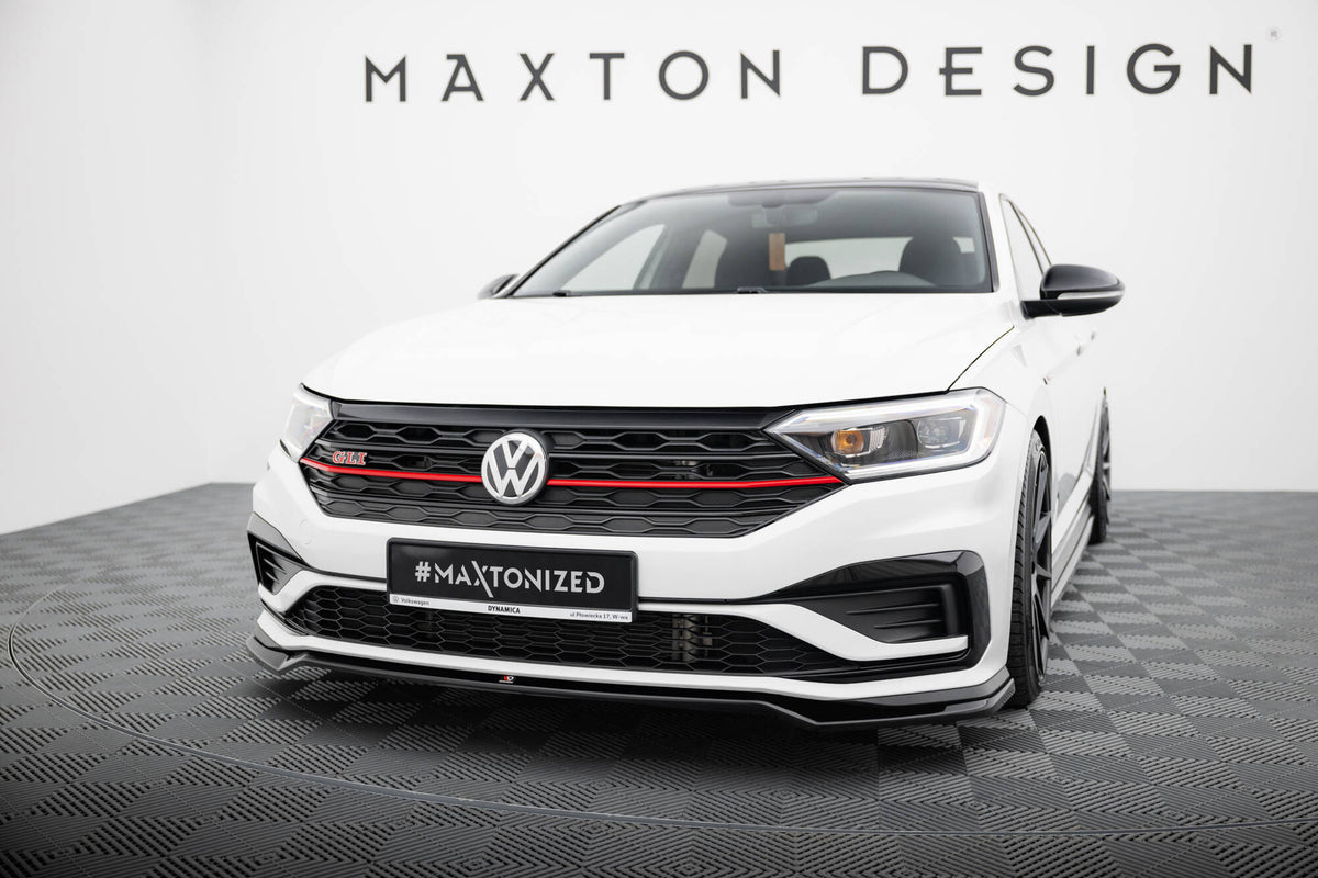 Street+ Spoilerlippe Front Ansatz V.2 passend für VW Jetta GLI Mk7 schwarz Hochglanz – Ansicht 4