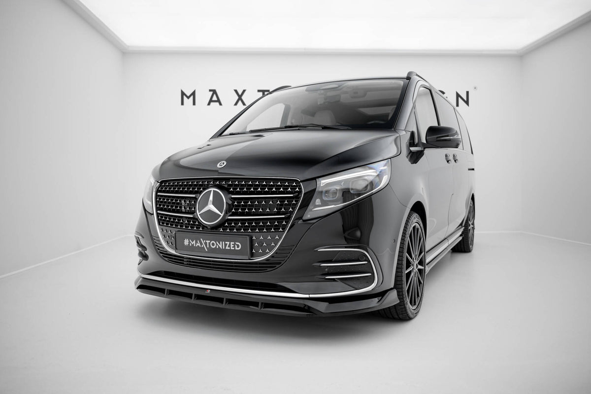 Street+ Spoilerlippe Front Ansatz passend für Mercedes-Benz V / Vito AMG-Line W447 Facelift 2 schwarz Hochglanz – Ansicht 3