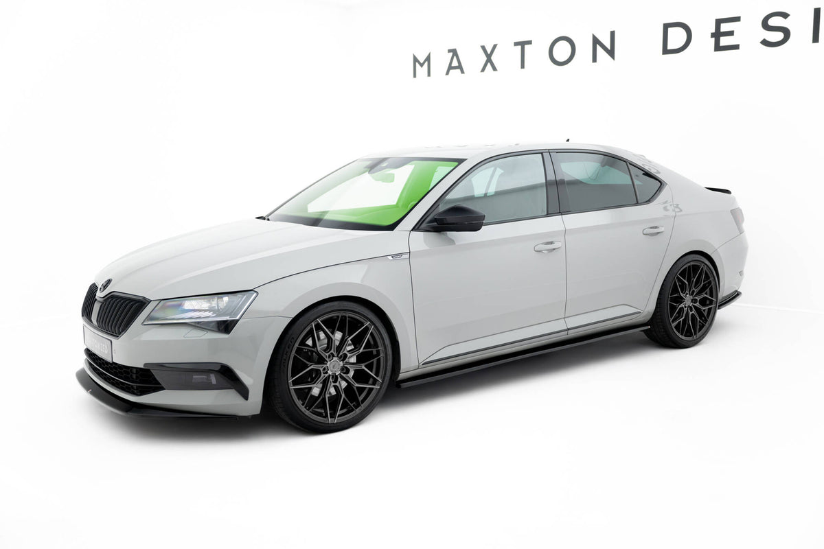 Street+ Seitenschweller Leisten passend für Skoda Superb Liftback / Combi Mk3 schwarz Hochglanz – Ansicht 1