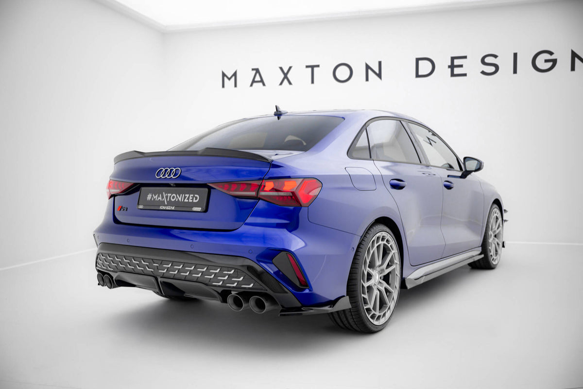 Heck Ansatz Flaps Diffusor V.2 passend für Audi S3 Limousine 8Y Facelift schwarz Hochglanz – Ansicht 4