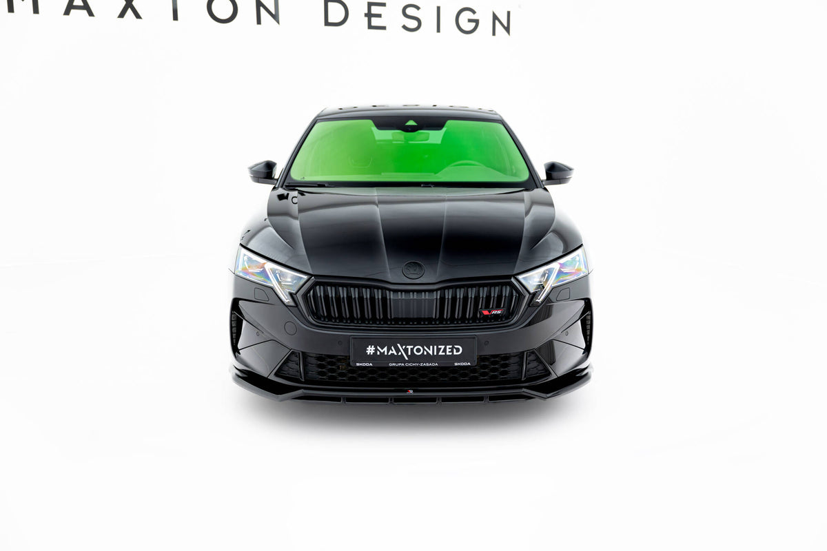 Street+ Spoilerlippe Front Ansatz V.1 passend für Skoda Octavia RS Liftback / Combi Mk4 Facelift schwarz Hochglanz – Ansicht 1