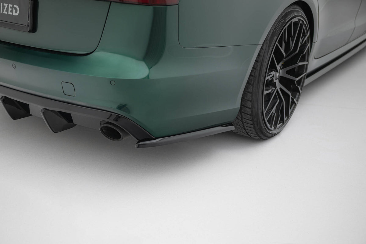 Heck Ansatz Flaps Diffusor V.3 passend für Audi A6 S-line Avant C7  schwarz Hochglanz – Ansicht 3