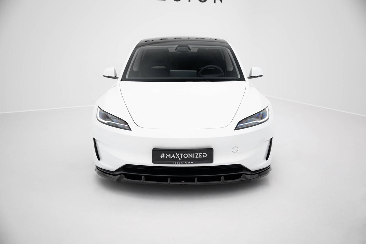 Street+ Spoilerlippe Front Ansatz V.2 passend für Tesla Model 3 Performance Mk1 Facelift schwarz Hochglanz – Ansicht 1