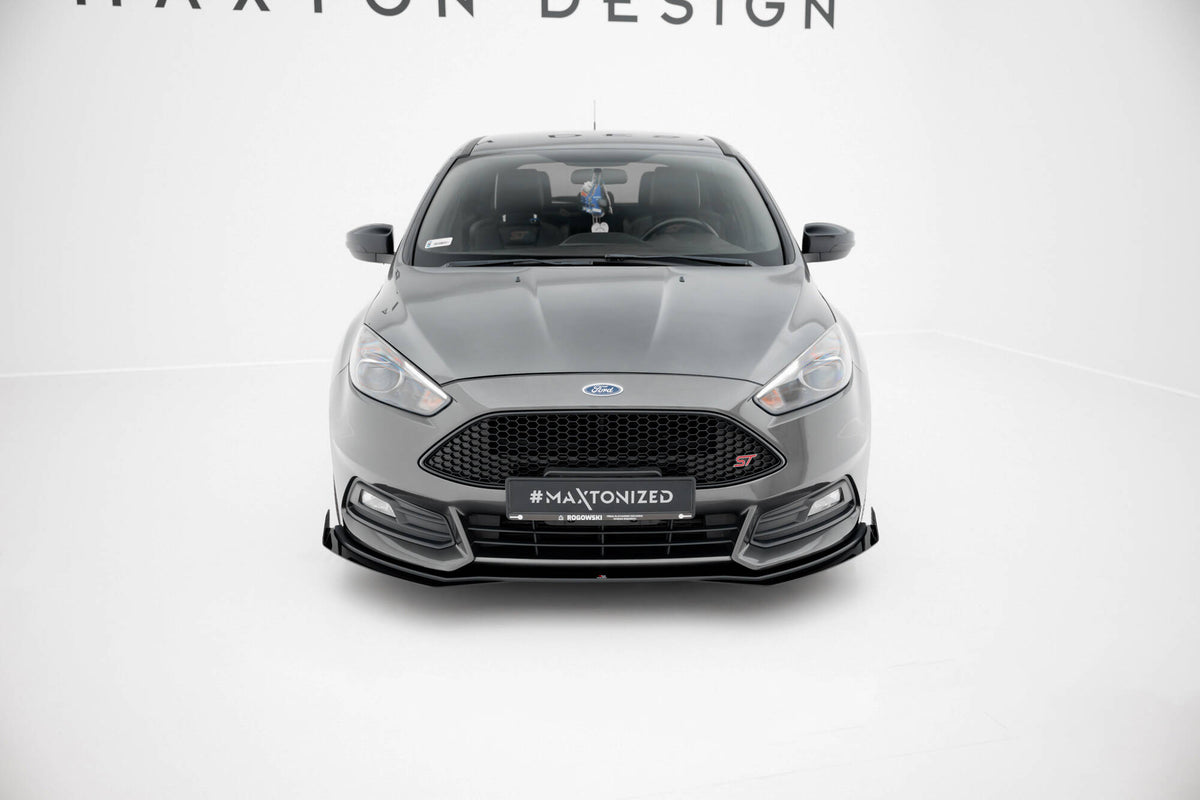 Front Stoßstange Flaps passend für Ford Focus ST Mk3 Facelift schwarz Hochglanz – Ansicht 1
