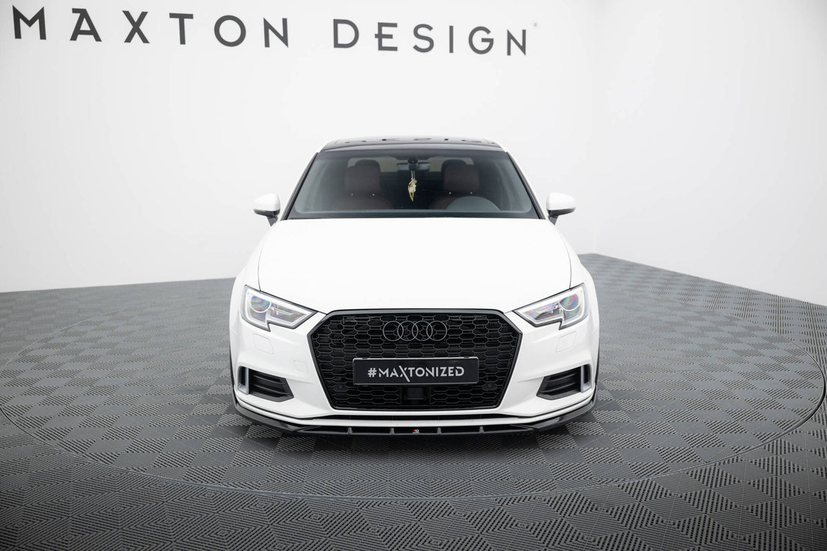 Street+ Spoilerlippe Front Ansatz passend für Audi A3 Limousine 8V Facelift schwarz Hochglanz – Ansicht 1