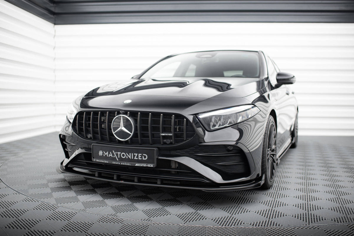 Front Stoßstange Flaps passend für Mercedes-AMG A35 W177 Facelift schwarz Hochglanz – Ansicht 3