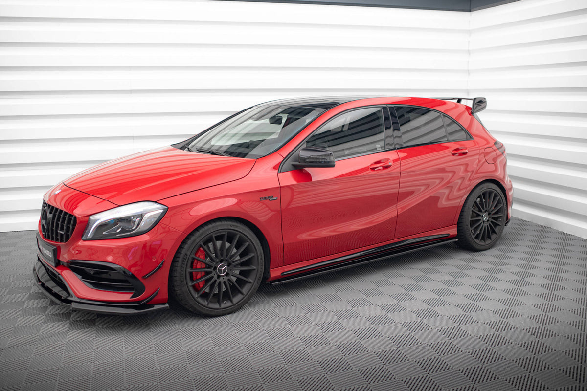 Street+ Seitenschweller Leisten passend für Mercedes A W176/ CLA 117 AMG/ CLA 117 AMG LINE Facelift schwarz Hochglanz – Ansicht 4