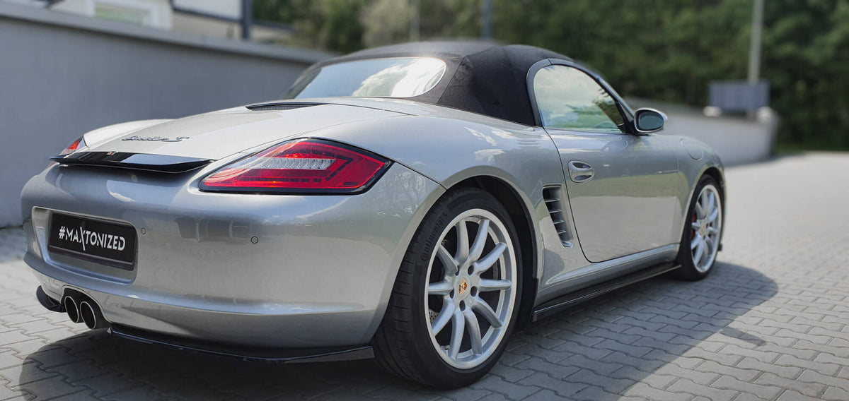 Heck Ansatz Flaps Diffusor passend für Porsche Boxster 987 schwarz Hochglanz – Ansicht 1