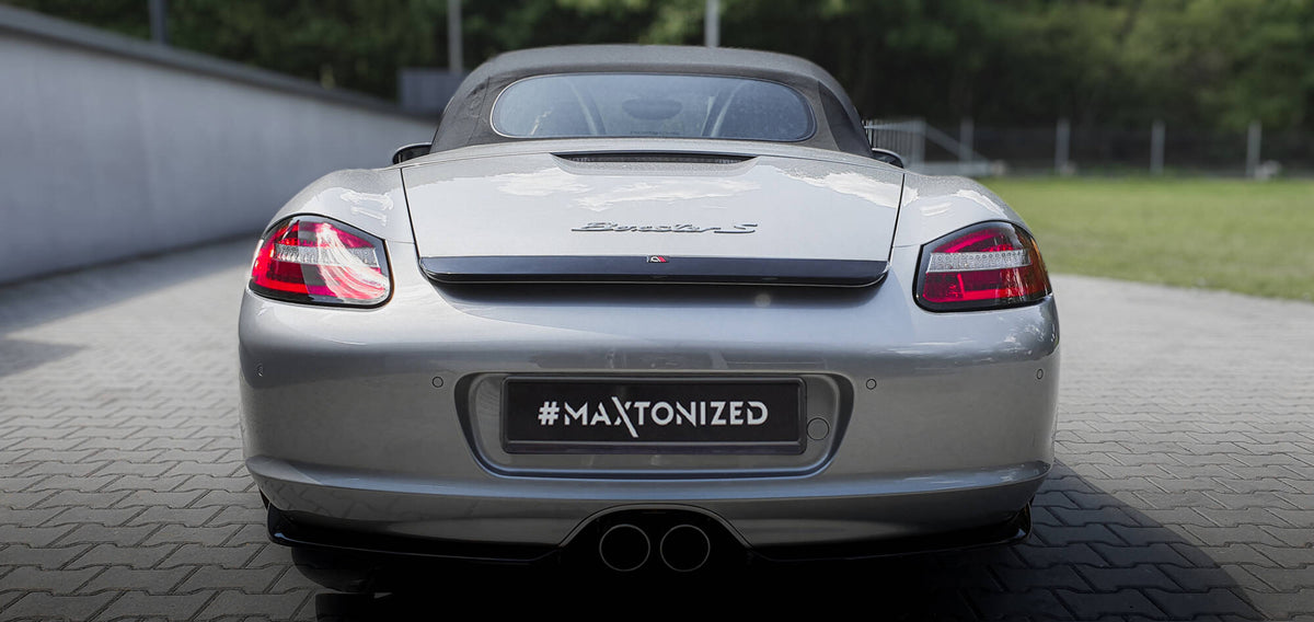 Heck Ansatz Flaps Diffusor passend für Porsche Boxster 987 schwarz Hochglanz – Ansicht 3