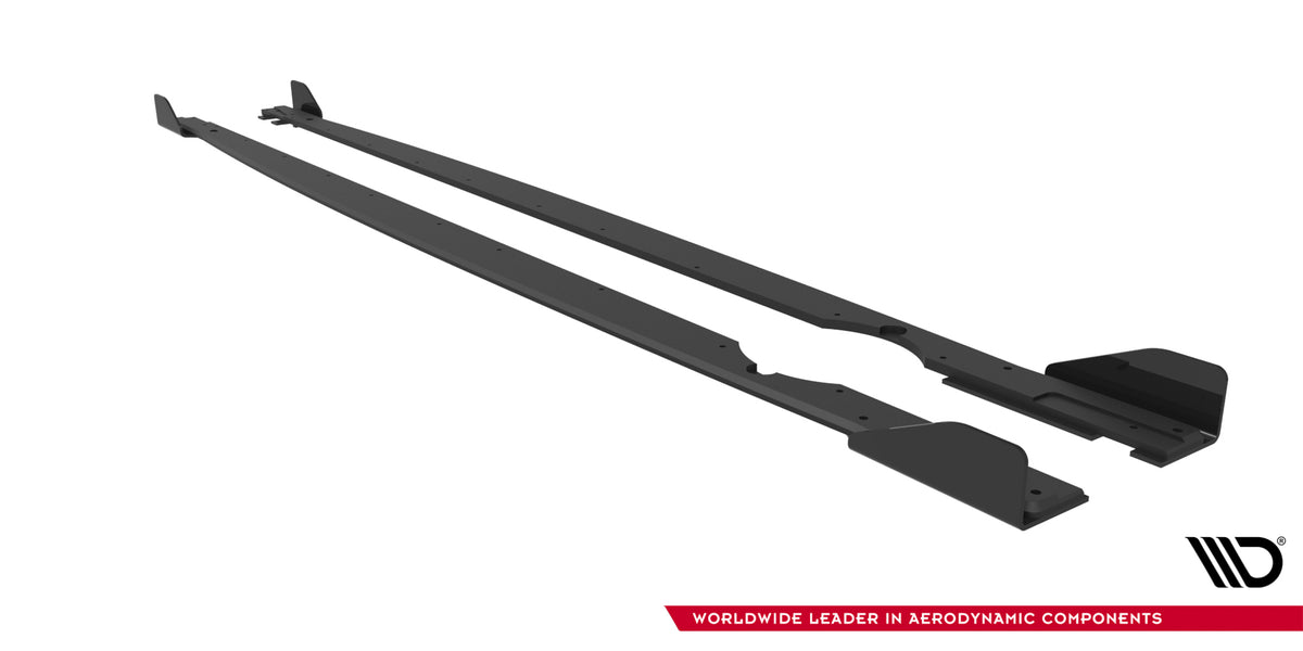 Street Pro Street+ Seitenschweller Leisten + Flaps passend für VW Golf R Hatchback Mk8 / Mk8 Facelift schwarz Hochglanz – Ansicht 6