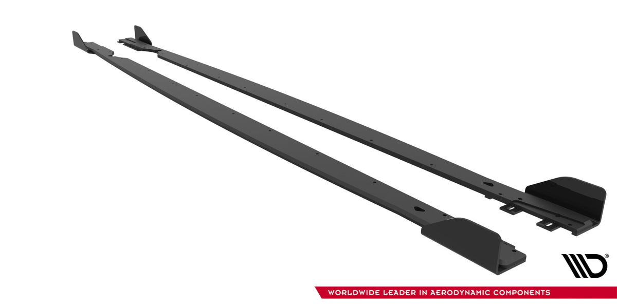 Street Pro Street+ Seitenschweller Leisten + Flaps passend für VW Golf R Hatchback Mk8 / Mk8 Facelift schwarz Hochglanz – Ansicht 7