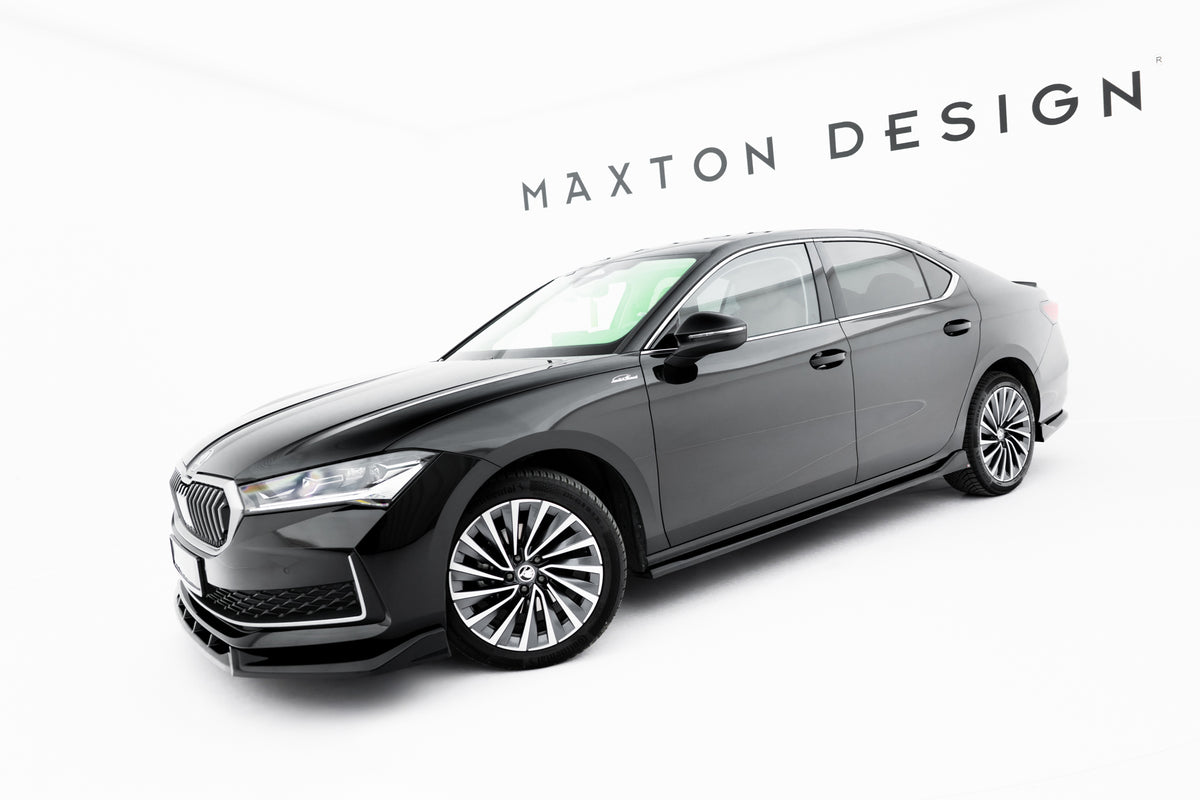 Street+ Seitenschweller Leisten V.2 passend für Skoda Superb Mk4 schwarz Hochglanz – Ansicht 1