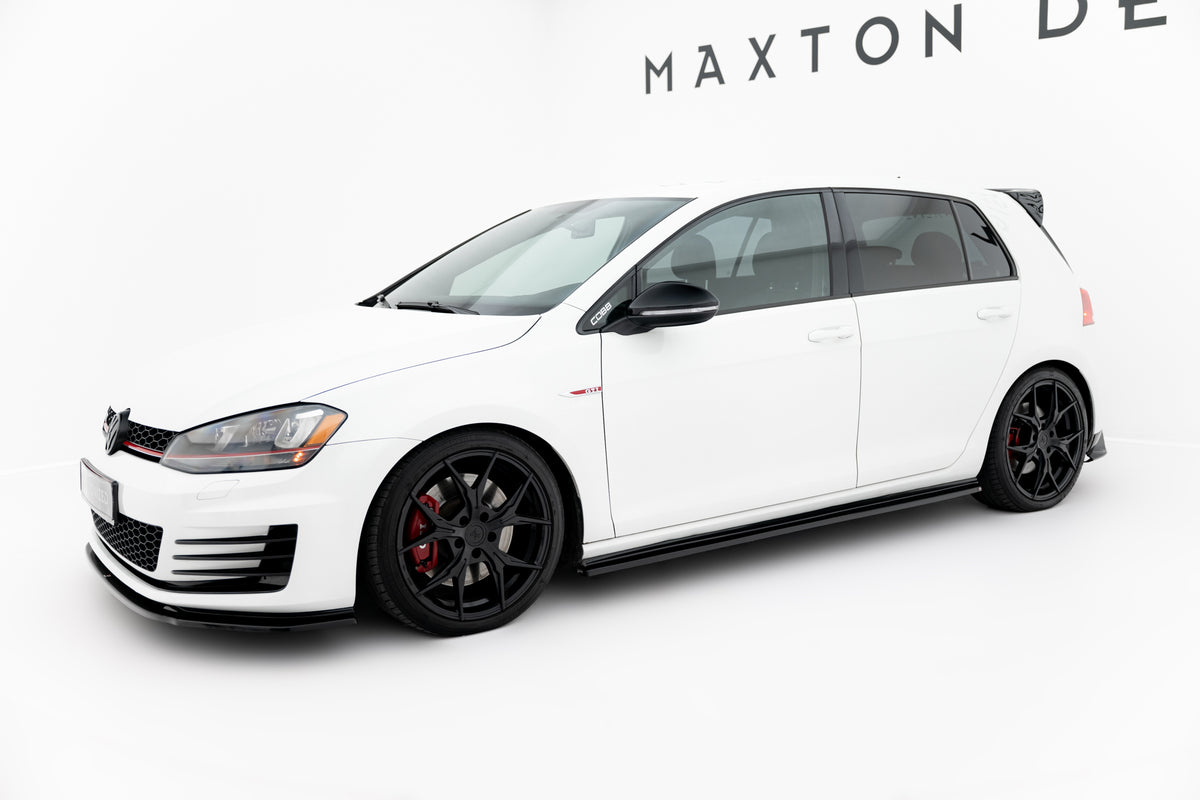 Street+ Seitenschweller Leisten V.2 passend für VW Golf GTI / GTD Mk7 / Mk7 Facelift (verengen) schwarz Hochglanz – Ansicht 1