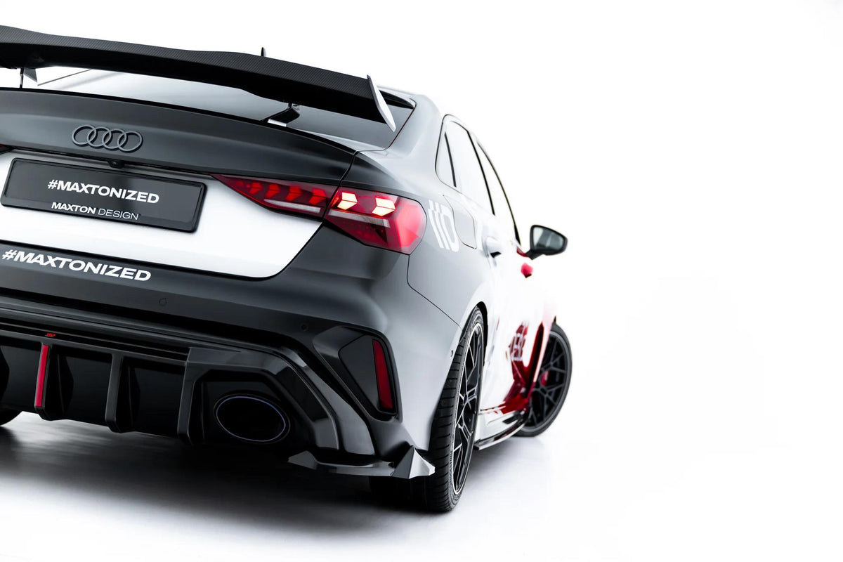 Heck Ansatz Flaps Diffusor V.3 passend für Audi RS3 Limousine 8Y Facelift schwarz Hochglanz – Ansicht 2