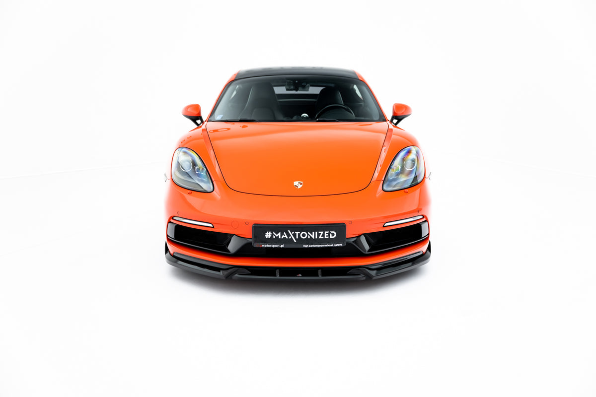 Street+ Spoilerlippe Front Ansatz passend für V.3 Porsche 718 Cayman GTS 982c / 718 Boxster GTS 982  schwarz Hochglanz – Ansicht 1