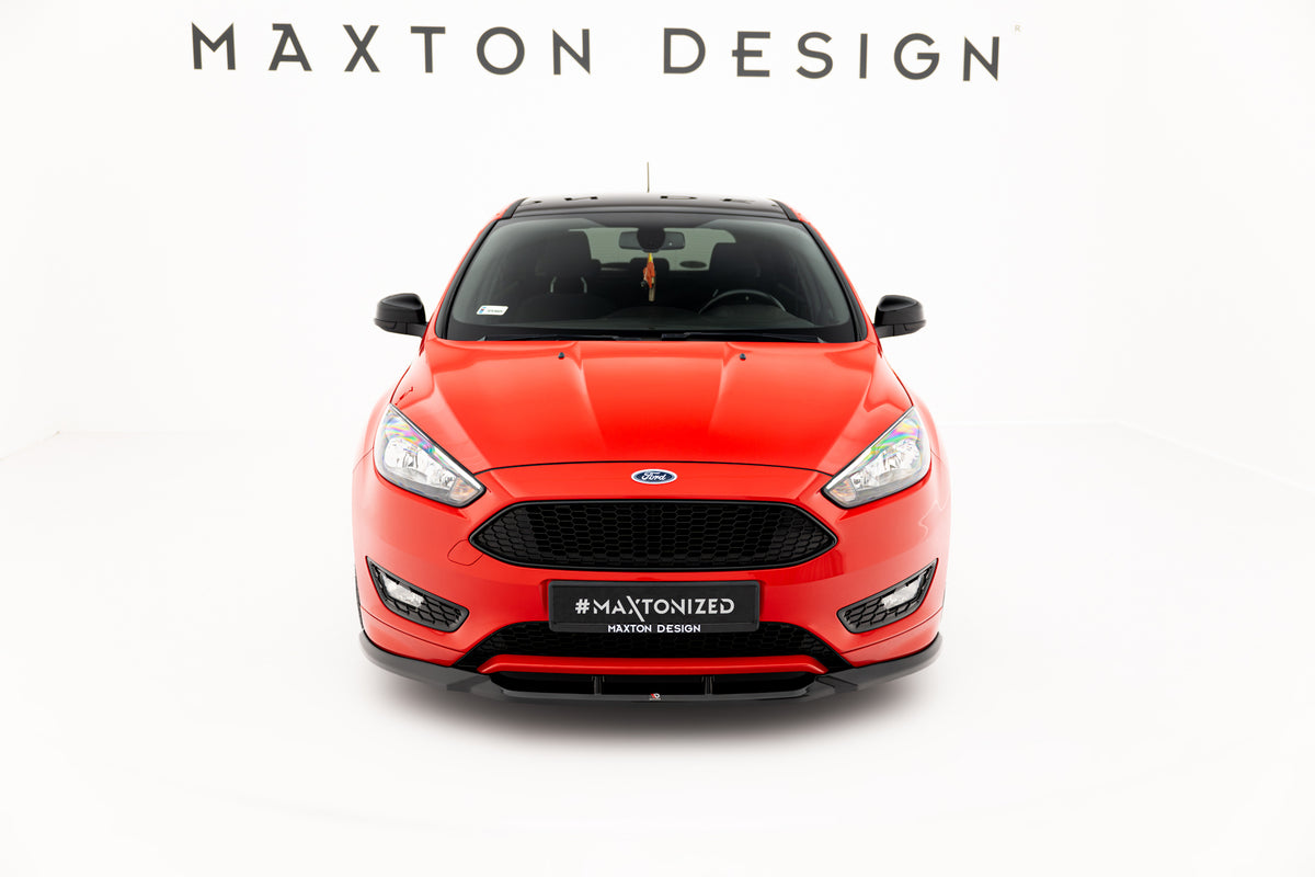 Street+ Spoilerlippe Front Ansatz V.3 passend für Ford Focus ST-Line Mk3 Facelift schwarz Hochglanz – Ansicht 1