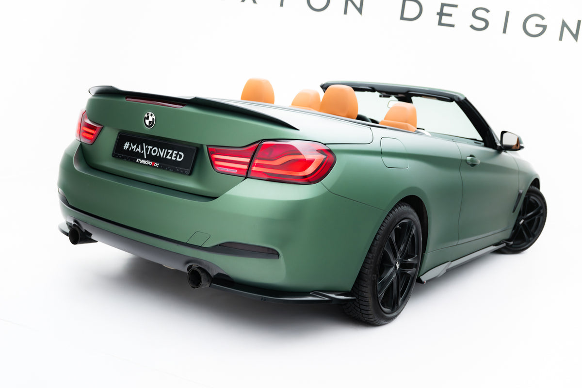 Heck Ansatz Flaps Diffusor passend für BMW 4er Cabrio / Coupe F33 / F32 schwarz Hochglanz – Ansicht 4