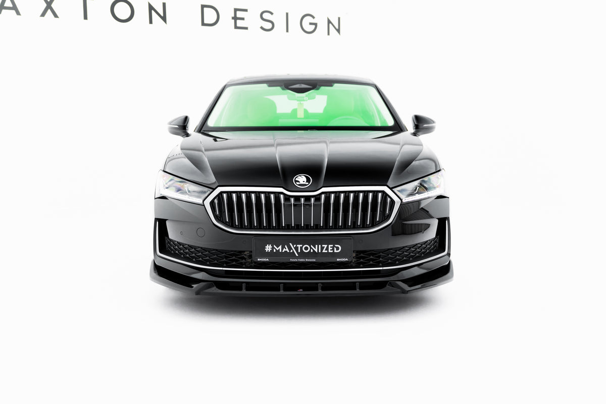 Street+ Spoilerlippe Front Ansatz V.2 passend für Skoda Superb Mk4 schwarz Hochglanz – Ansicht 1