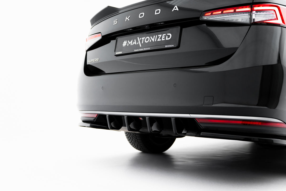 Diffusor Heck Ansatz passend für Skoda Superb Sportline Mk4 schwarz Hochglanz – Ansicht 2