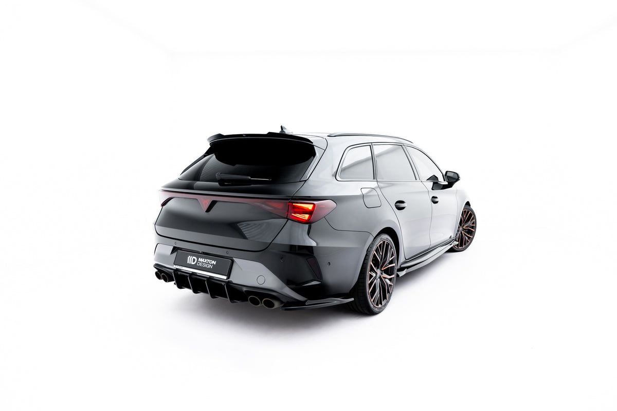 Heck Ansatz Flaps Diffusor V.4 passend für Cupra Leon ST Mk1 Facelift schwarz Hochglanz – Ansicht 3