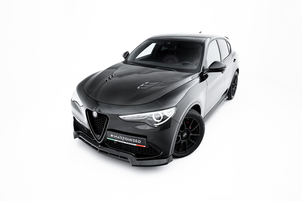 Street+ Spoilerlippe Front Ansatz V.3 passend für Alfa Romeo Stelvio Mk1 schwarz Hochglanz – Ansicht 1
