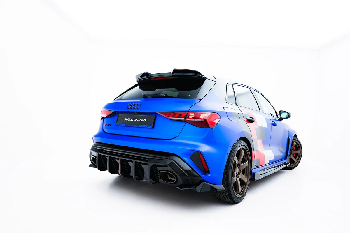 Heck Ansatz Flaps Diffusor V.3 passend für Audi RS3 Sportback 8Y Facelift schwarz Hochglanz – Ansicht 3