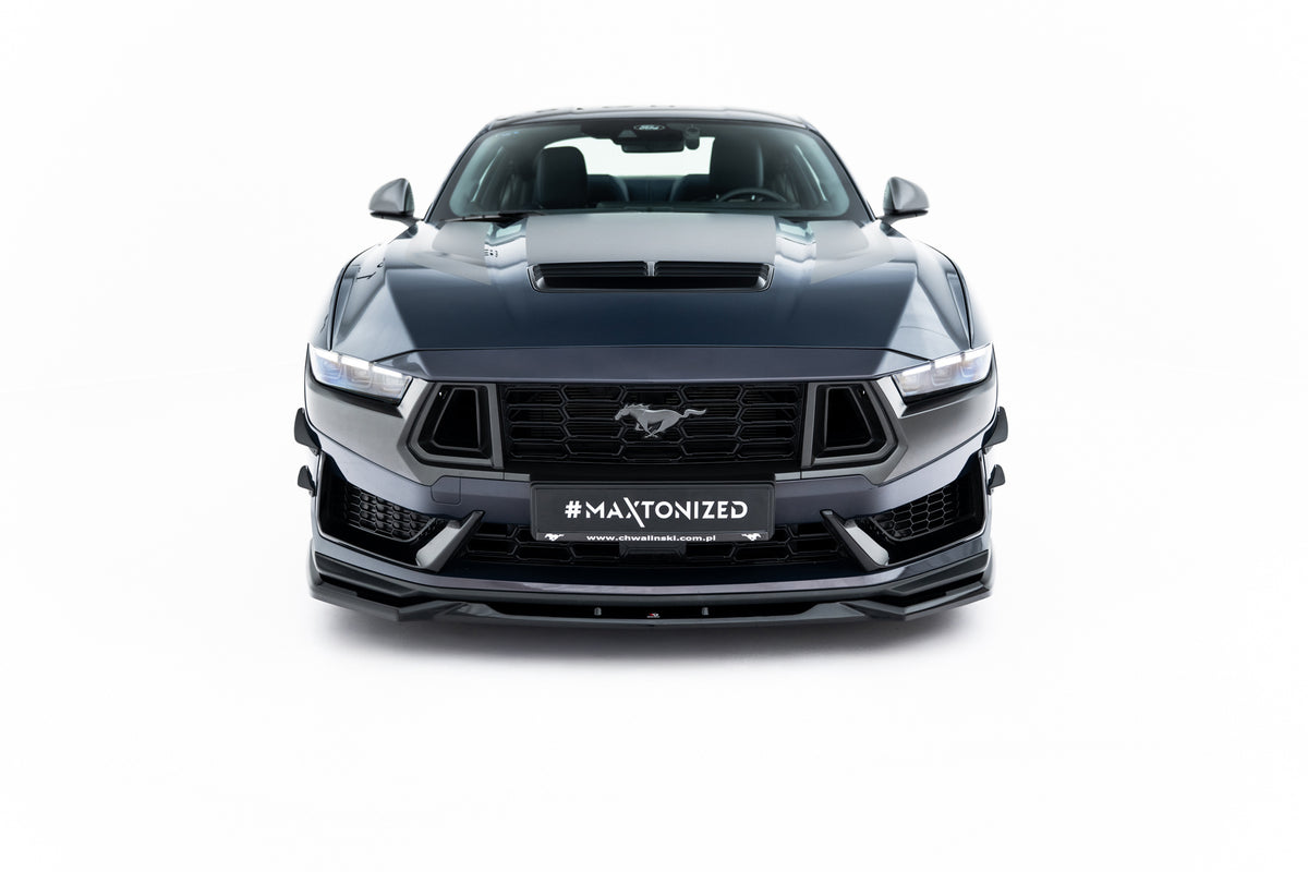 Street+ Spoilerlippe Front Ansatz V.2 passend für Ford Mustang Dark Horse Mk7 schwarz Hochglanz – Ansicht 1