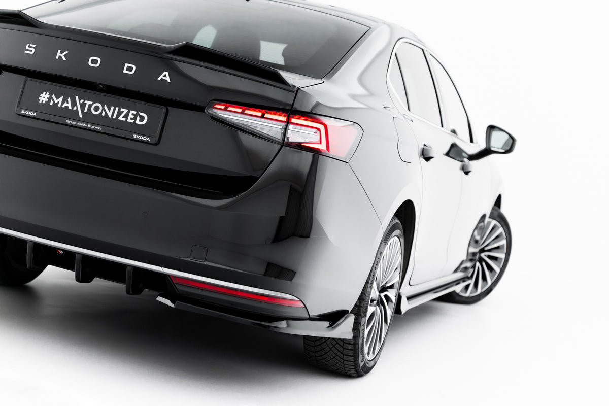 Heck Ansatz Flaps Diffusor V.2 passend für Skoda Superb Sportline Mk4 schwarz Hochglanz – Ansicht 2