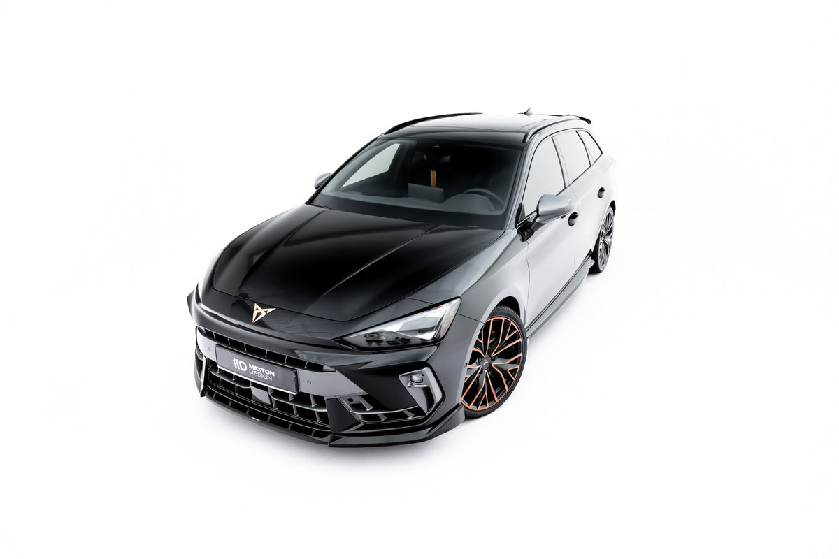 Street+ Spoilerlippe Front Ansatz V.1 passend für Cupra Leon ST / Hatchback Mk1 Facelift schwarz Hochglanz – Ansicht 2