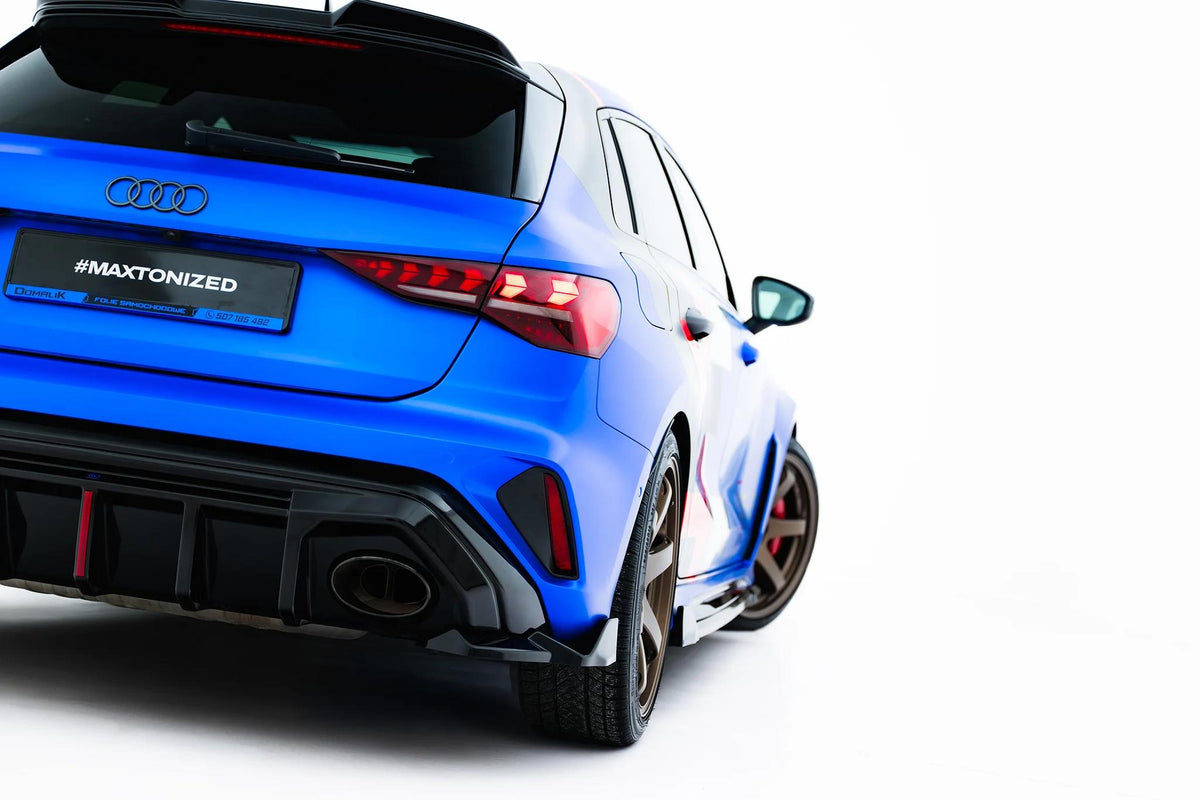 Heck Ansatz Flaps Diffusor V.2 passend für Audi RS3 Sportback 8Y Facelift schwarz Hochglanz – Ansicht 2