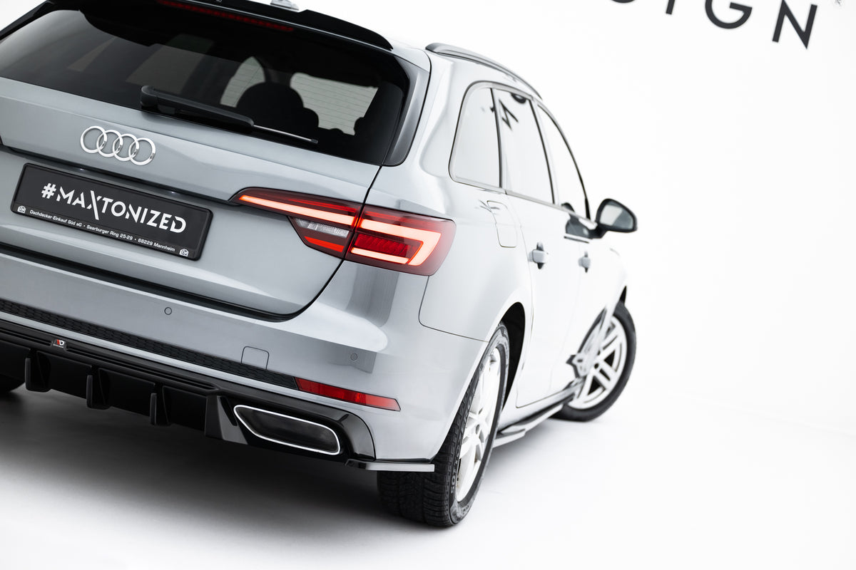 Heck Ansatz Flaps Diffusor passend für Audi A4 / A4 S-Line / S4 Limousine / Avant B9 schwarz Hochglanz – Ansicht 2