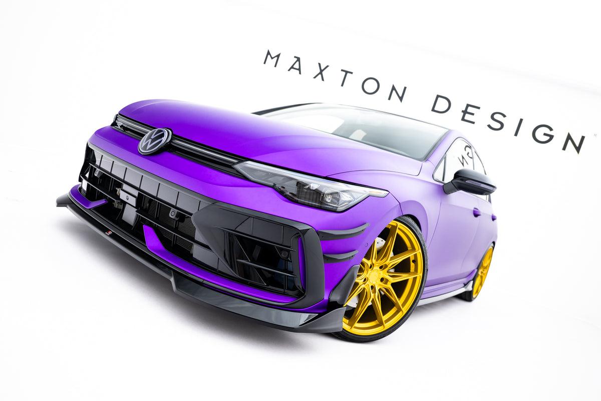 Street+ Spoilerlippe Front Ansatz V.4 passend für VW Golf R Variant Mk8 Facelift schwarz Hochglanz – Ansicht 2