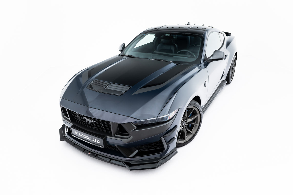 Street+ Spoilerlippe Front Ansatz V.1 passend für Ford Mustang Dark Horse Mk7 schwarz Hochglanz – Ansicht 4