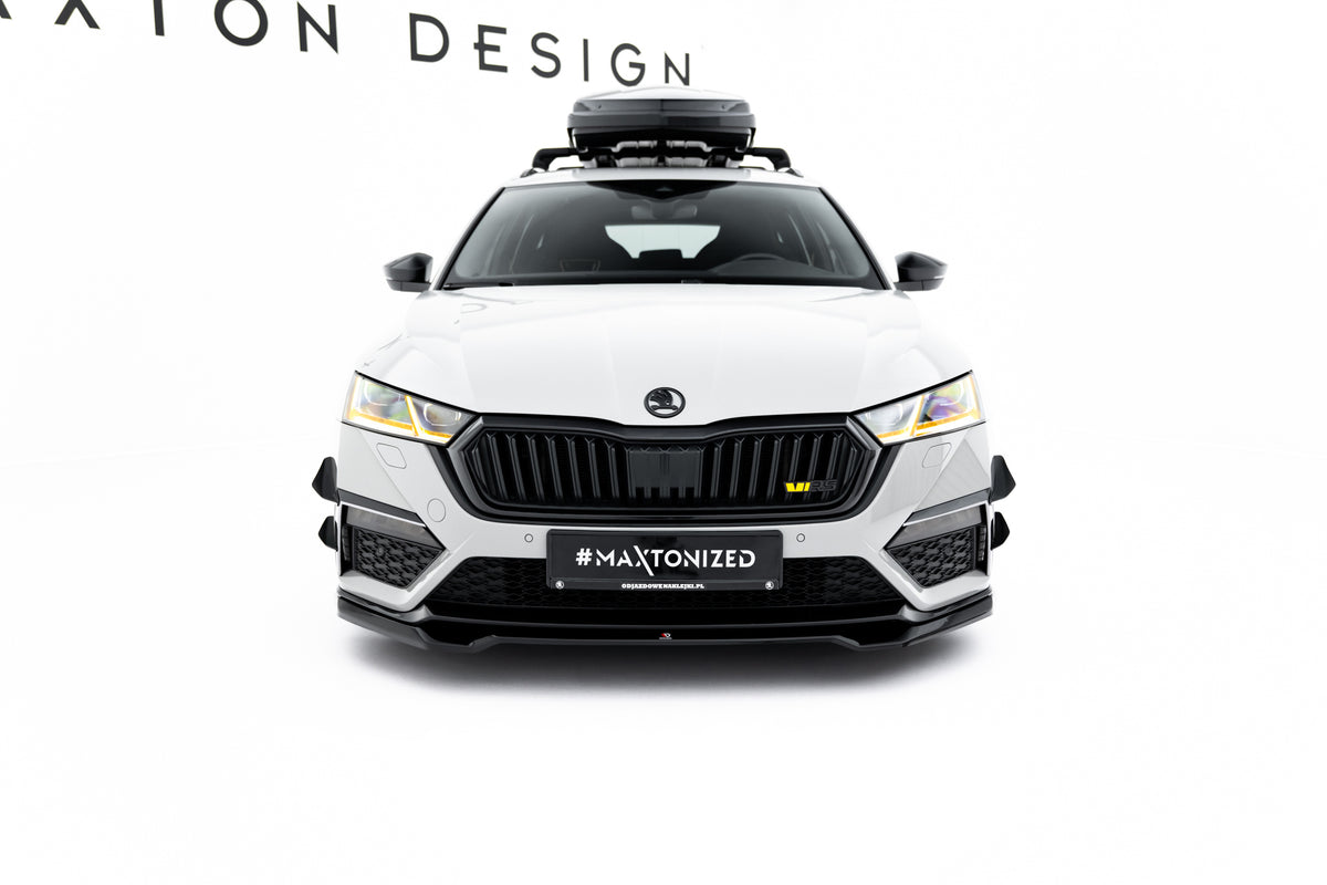 Street+ Spoilerlippe Front Ansatz V.4 passend für Skoda Octavia RS Mk4 schwarz Hochglanz – Ansicht 3