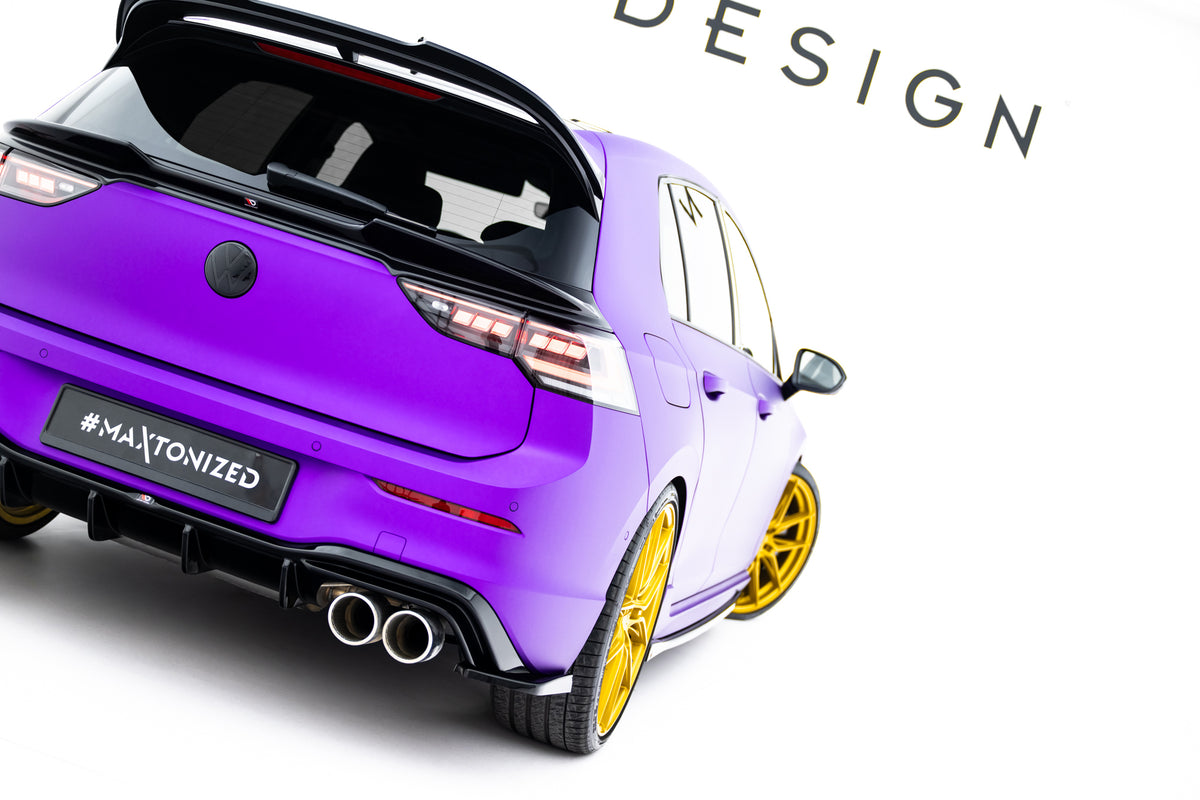 Heck Ansatz Flaps Diffusor V.6 passend für VW Golf R Hatchback Mk8 Facelift schwarz Hochglanz – Ansicht 1