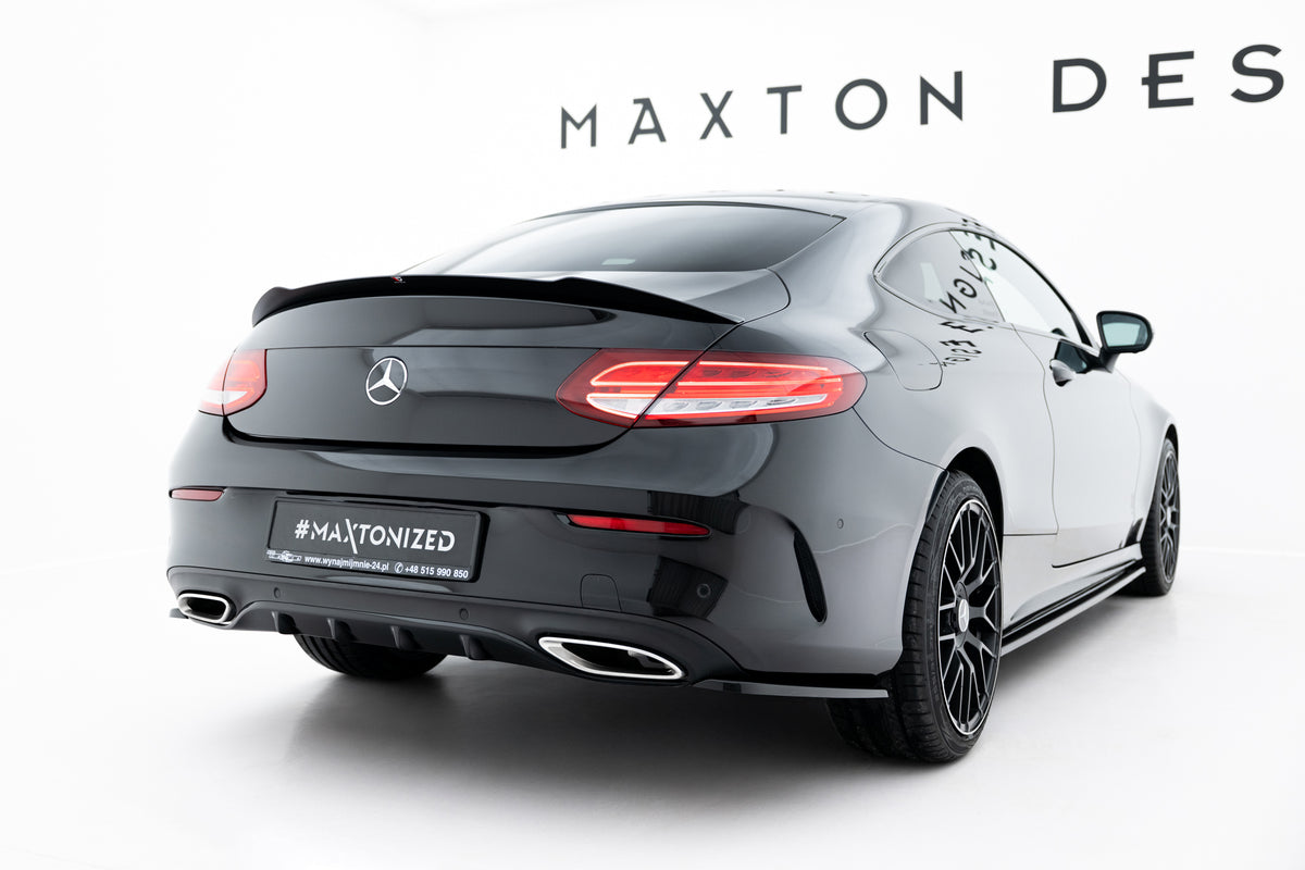 Heck Ansatz Flaps Diffusor passend für Mercedes- Benz C Coupe AMG-Line C205 schwarz Hochglanz – Ansicht 4