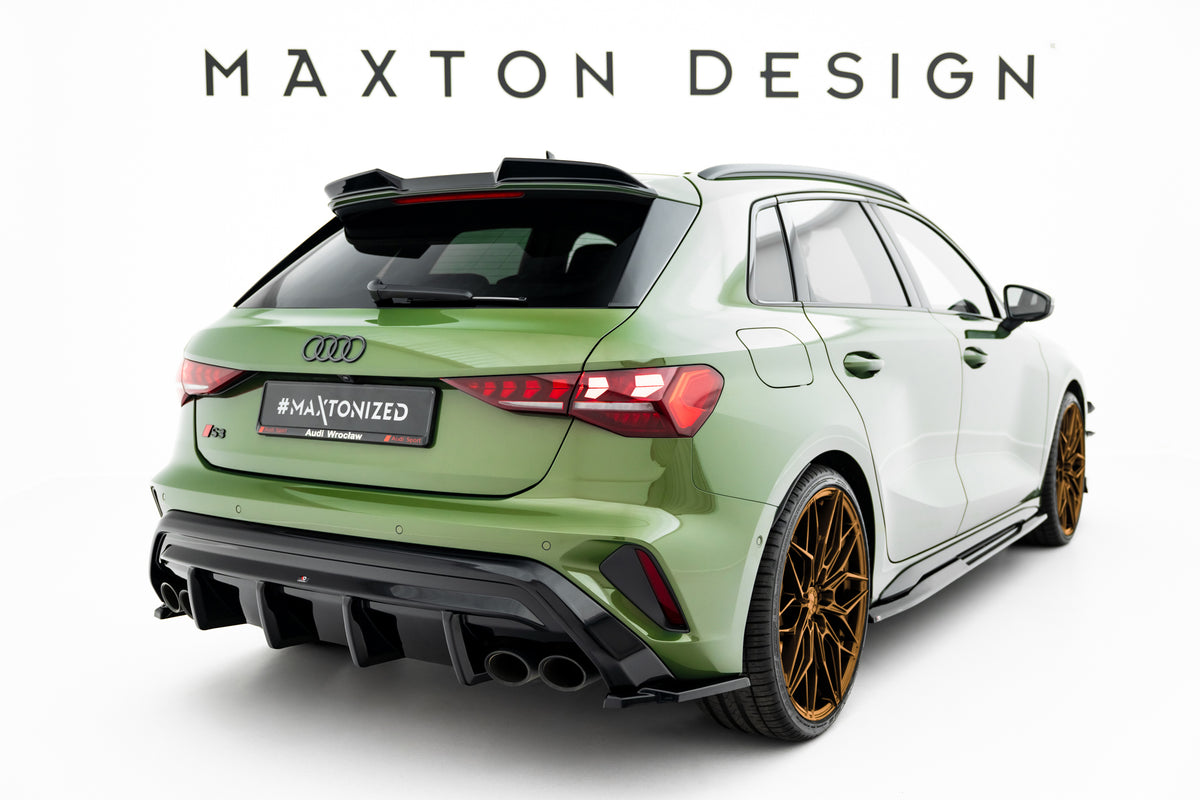 Heck Ansatz Flaps Diffusor V.3 passend für Audi S3 Sportback 8Y Facelift schwarz Hochglanz – Ansicht 3