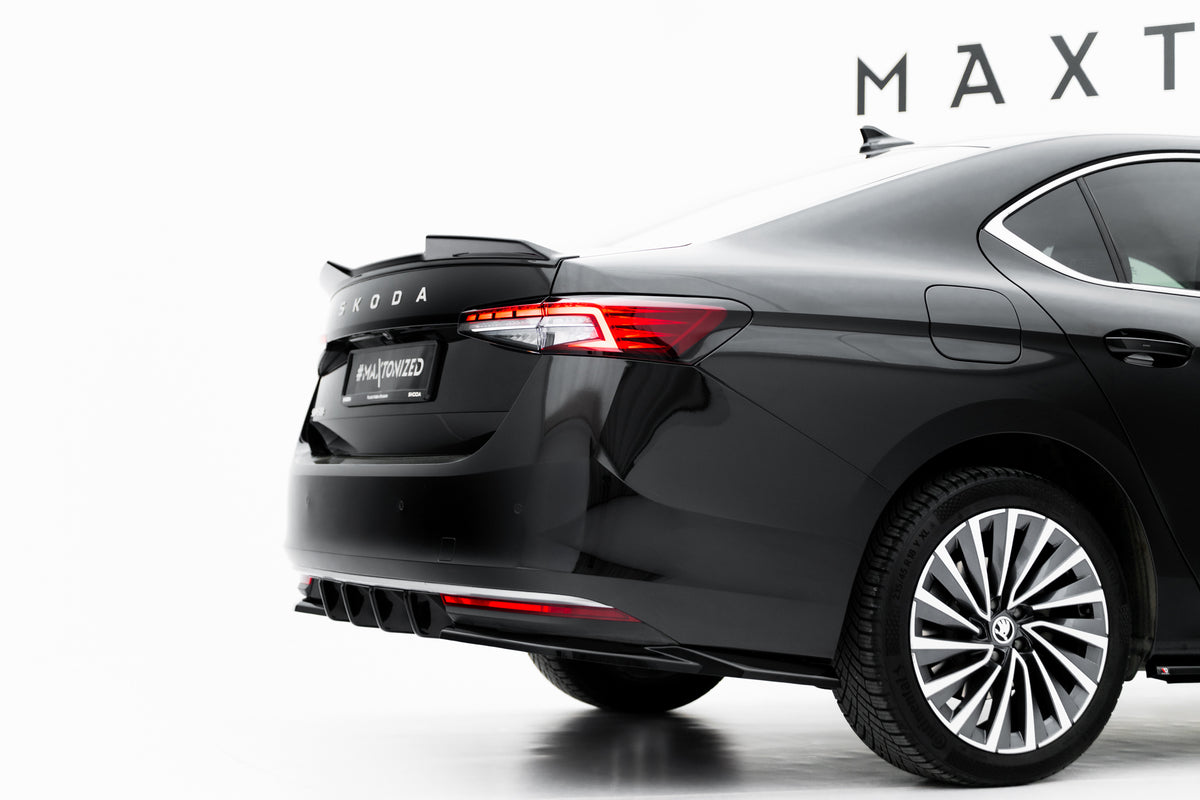 Heck Ansatz Flaps Diffusor V.1 passend für Skoda Superb Sportline Mk4 schwarz Hochglanz – Ansicht 1