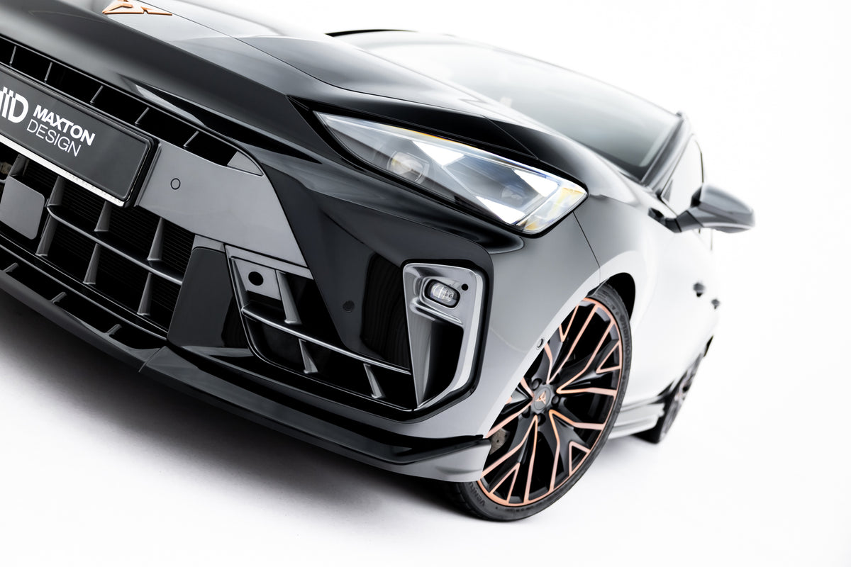 Street+ Spoilerlippe Front Ansatz V.1 passend für Cupra Leon ST / Hatchback Mk1 Facelift schwarz Hochglanz – Ansicht 3