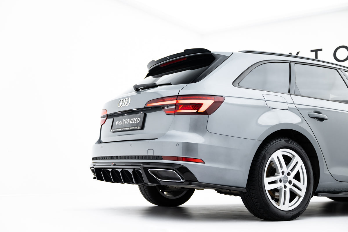 Heck Ansatz Flaps Diffusor passend für Audi A4 / A4 S-Line / S4 Limousine / Avant B9 schwarz Hochglanz – Ansicht 5