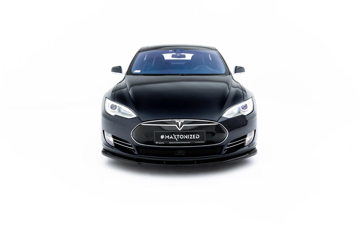 Street+ Spoilerlippe Front Ansatz V.1 passend für Tesla Model S Mk1 schwarz Hochglanz – Ansicht 2